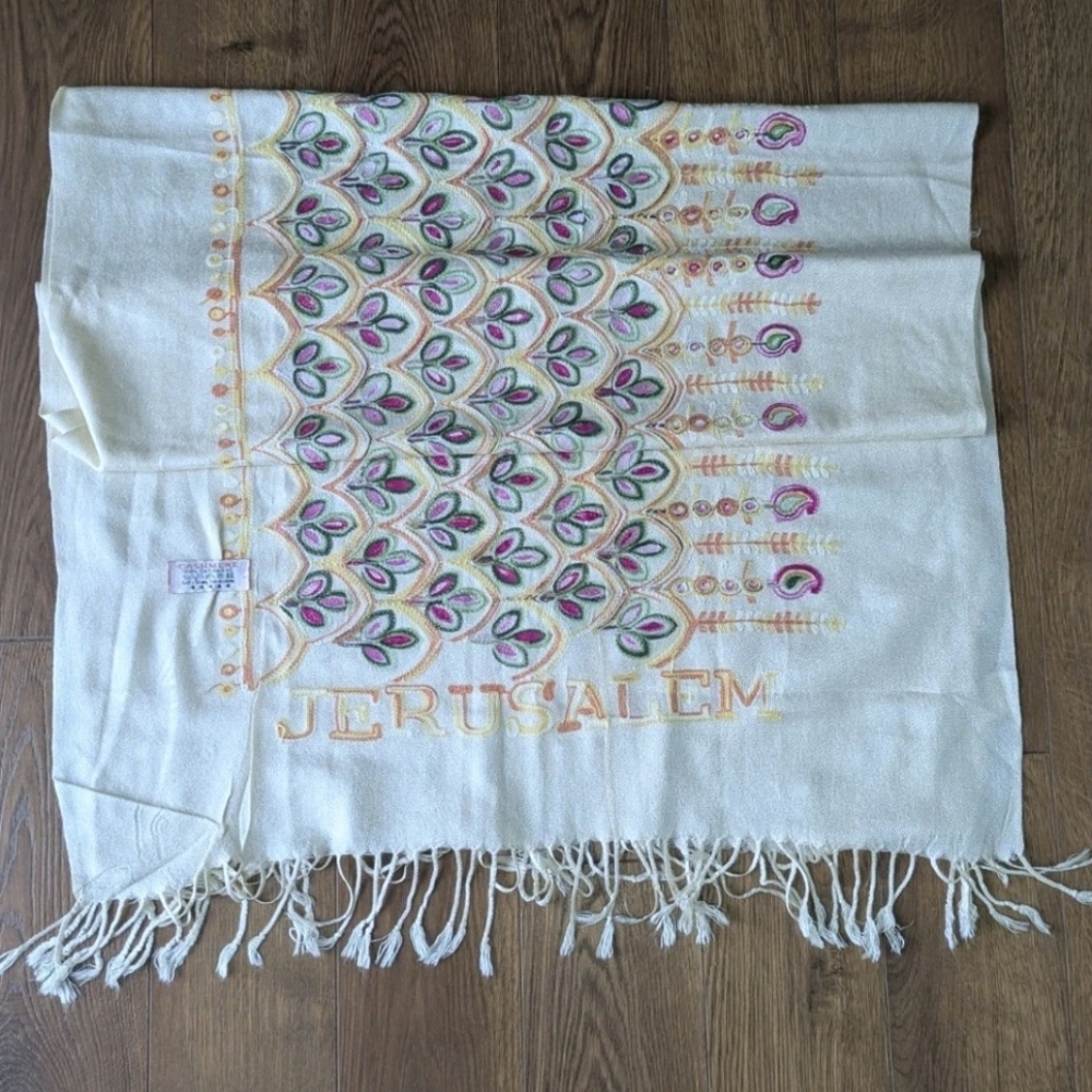 Embroidered Cashmere Scarf Gift From Jerusalem